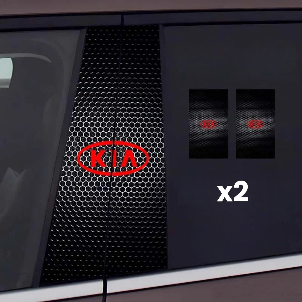 2x bilvindusklistremerker med logo