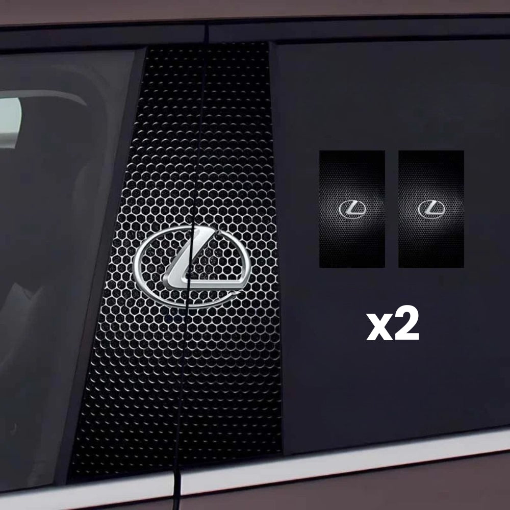 2x bilvindusklistremerker med logo